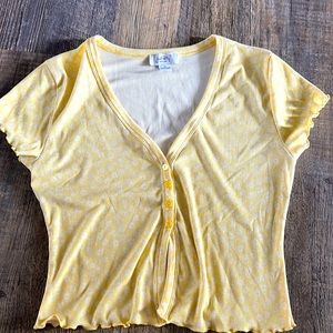 Light Yellow Floral Top Size Medium